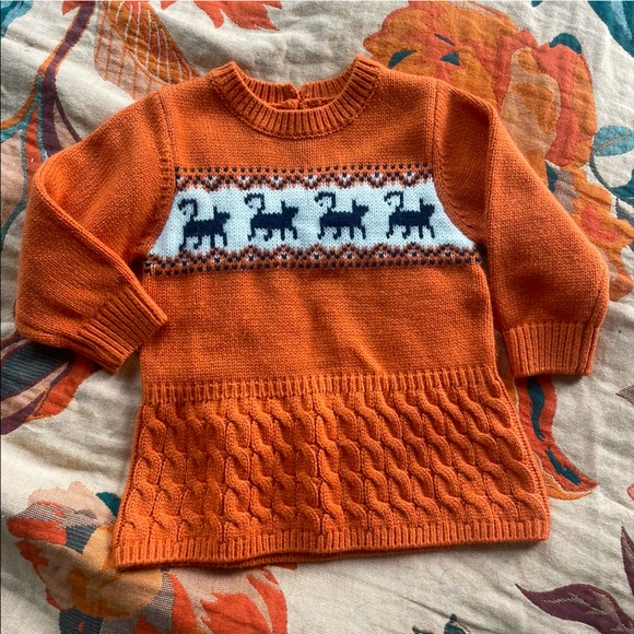 Orange with black cats knit sweater dress - size 2T-3T - Picture 6 of 9